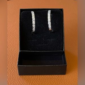 Absolute ‘Diamond’ CZ Rhodium SS 1.25” Hoop Earrings